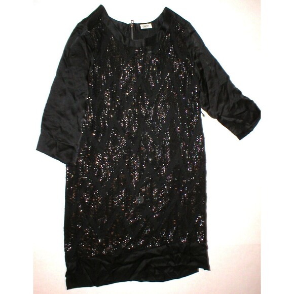 New Womens 4 NWT $449 Sequin Silk Dress Black L'AGENCE Sleeves Chevron Zig Zag - Picture 8 of 12